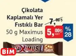 MAXİMUS LOADİNG ÇİKOLATA KAPLAMALI YER FISTIKLI BAR